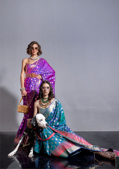Royal Purple Kodai Handwoven Silk Saree