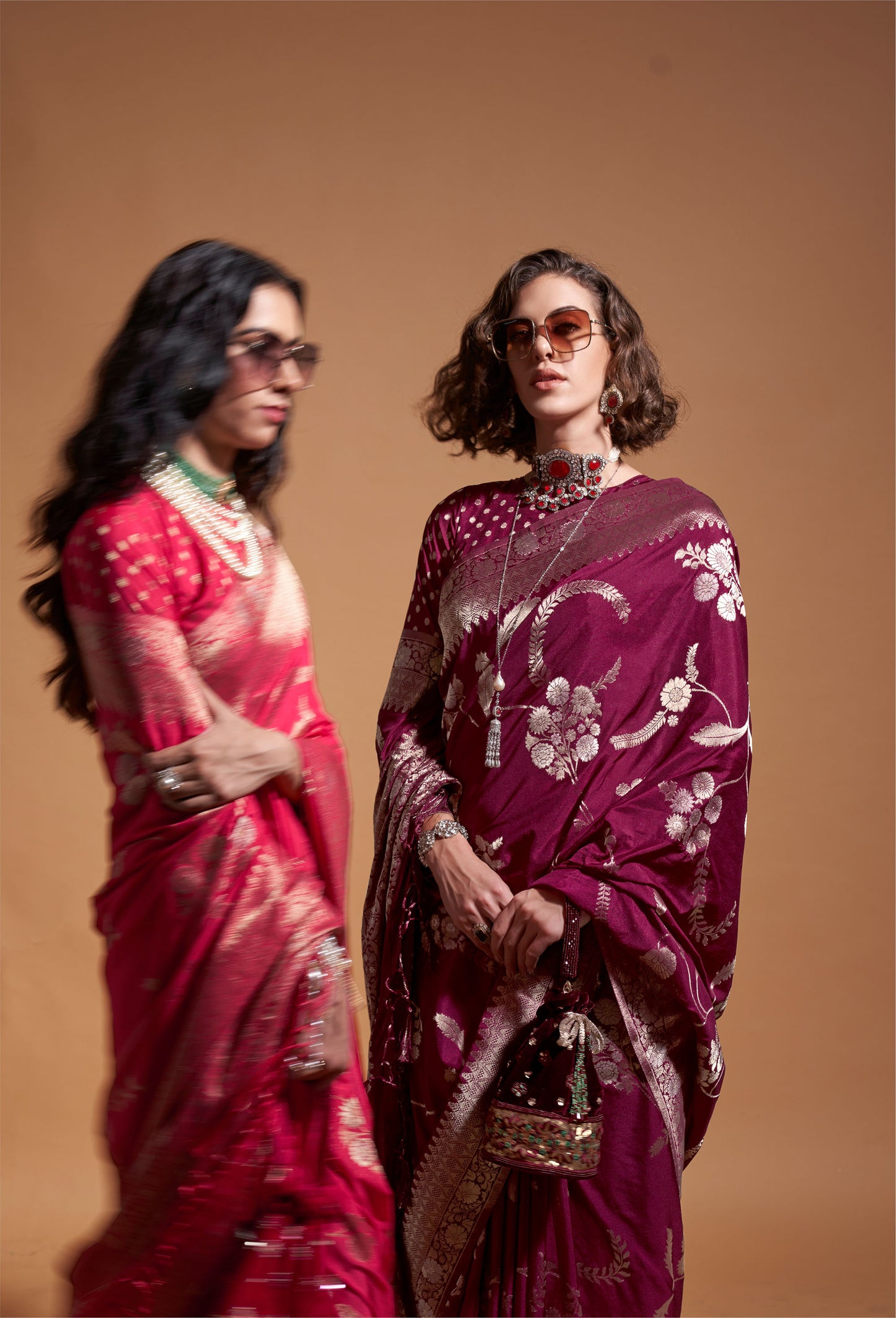 Maroon Kocktail Georgette Handloom Saree