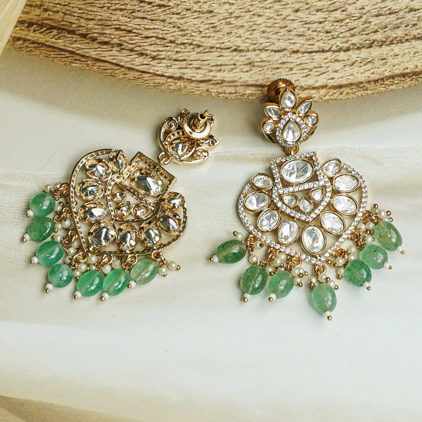 Sage Green Kundan Chandbaalis