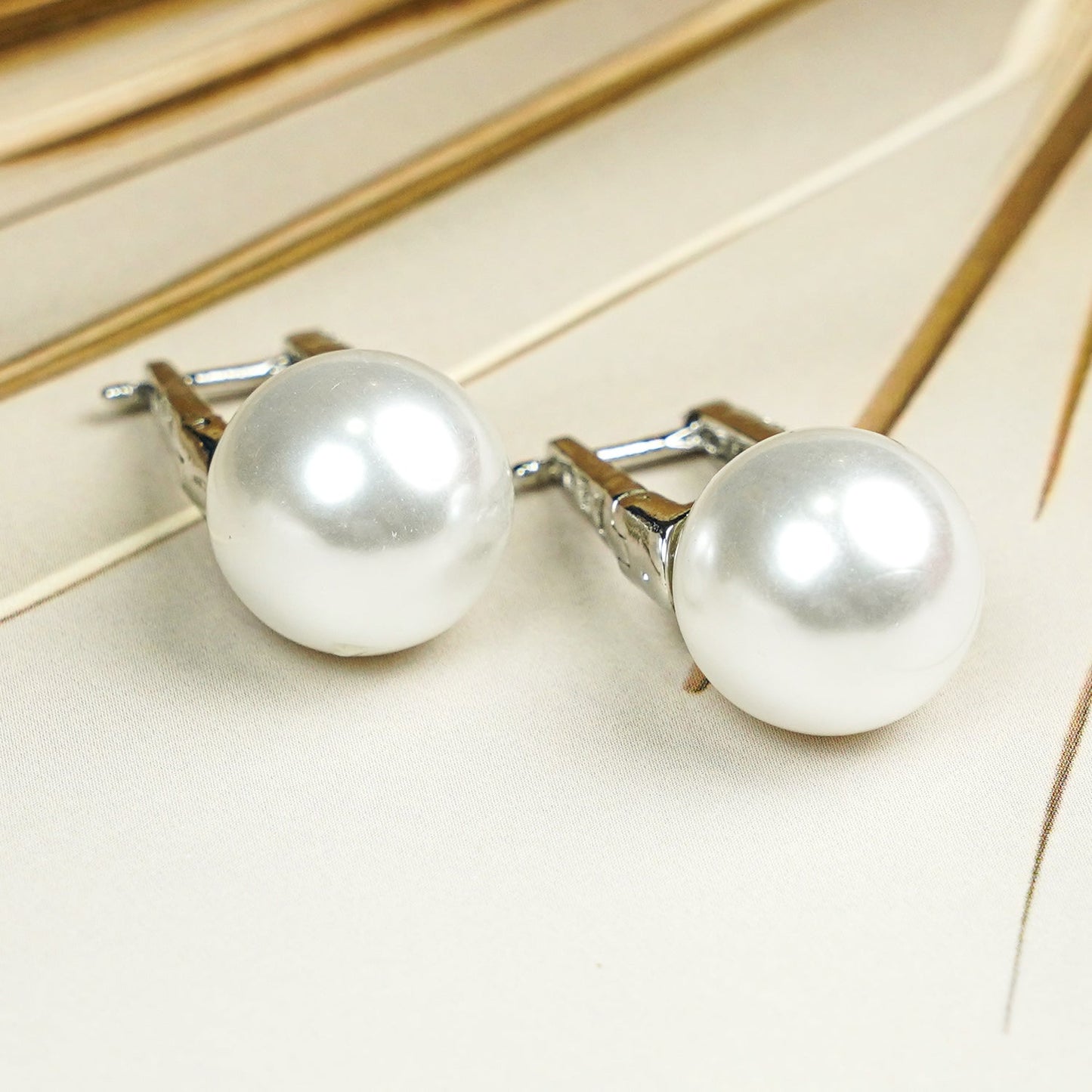 Zevar Club Rhodium-Plated Handcrafted Pointed Cubic Zirconia Top & Glossy Pearl Drop Earrings