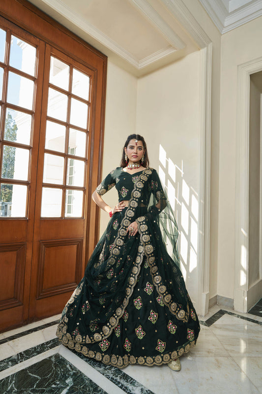 Black Organza Sequins Work Bridesmaid Lehenga