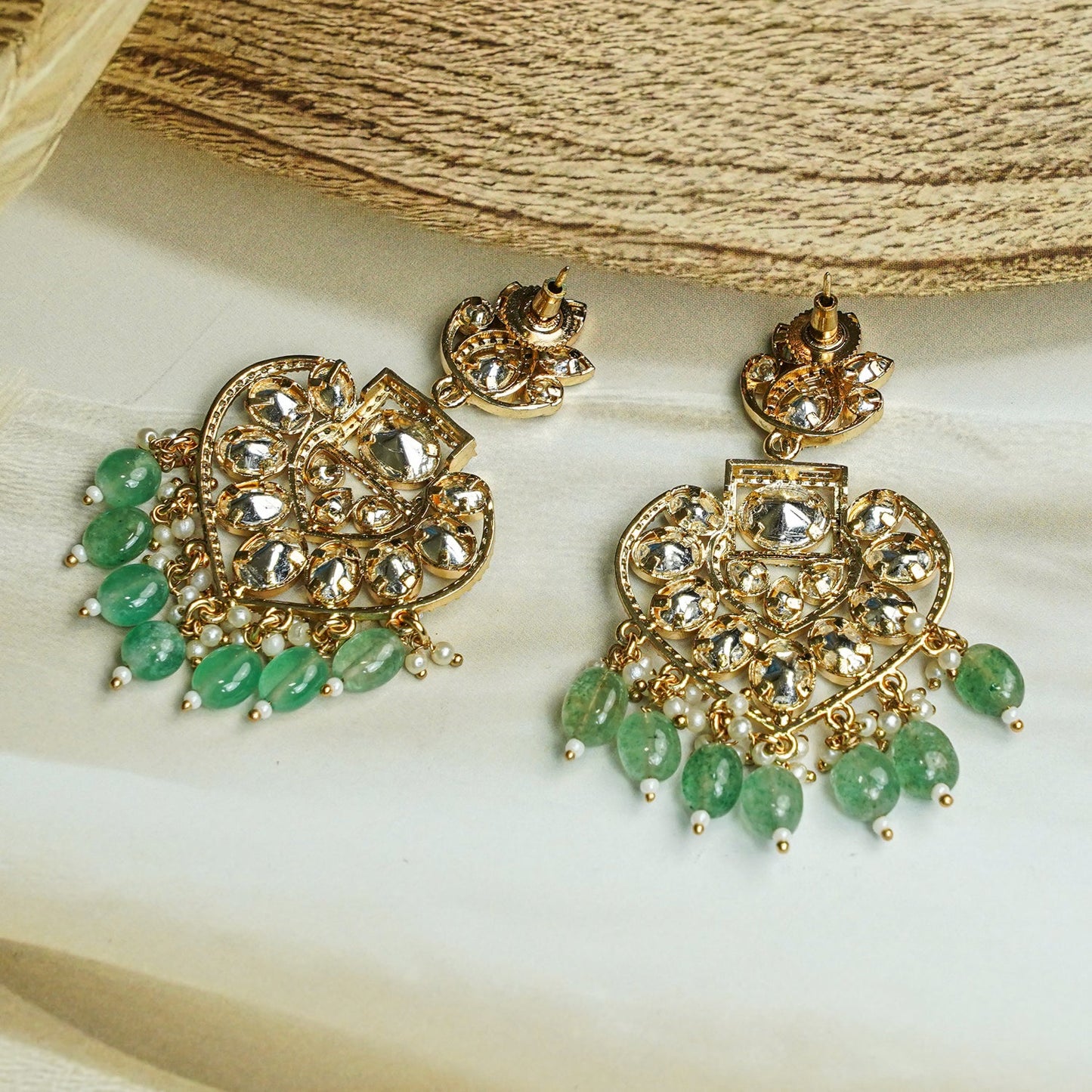 Sage Green Kundan Chandbaalis