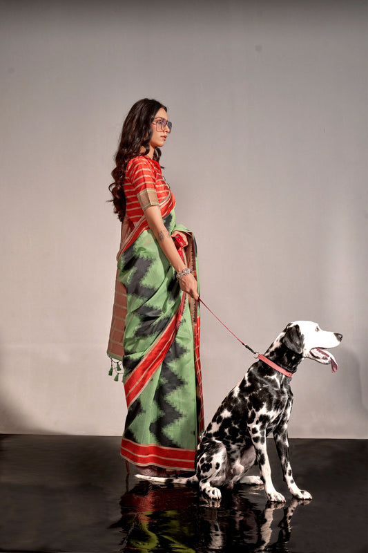 Green Khimsaar Spun Handloom Saree