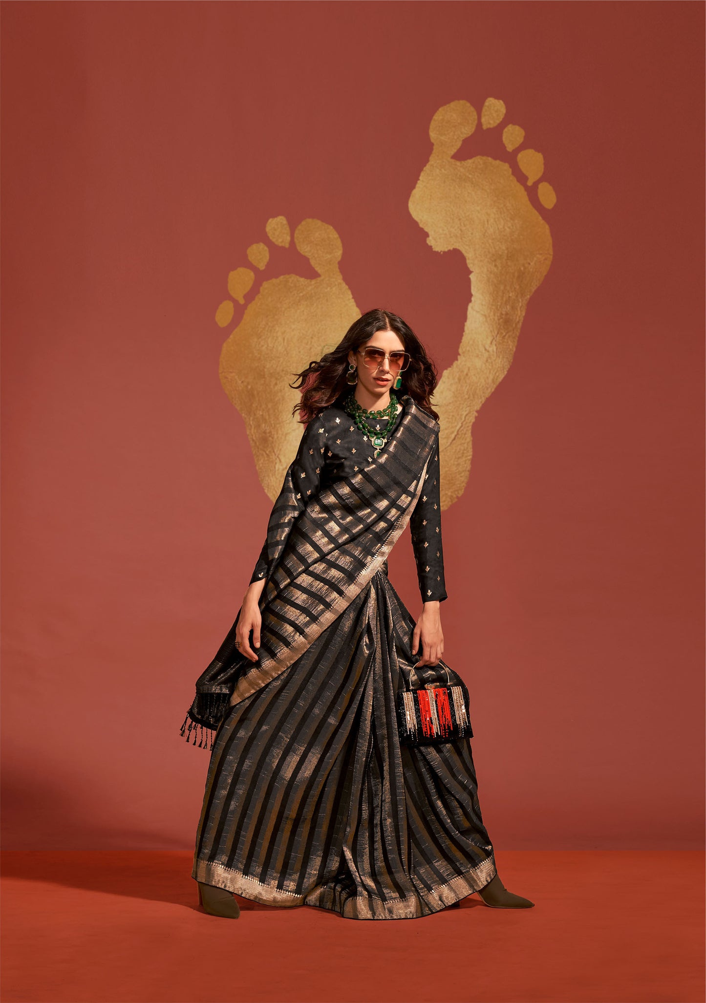 Black Ksatsuma Pure Viscose Handloom Silk Saree