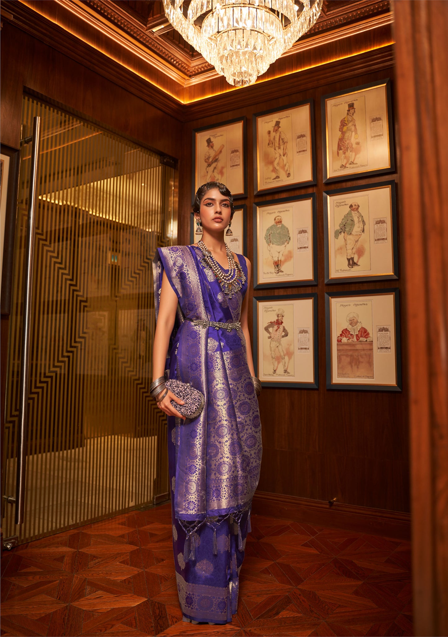 Navy Blue Kosmic Silk Handloom Saree