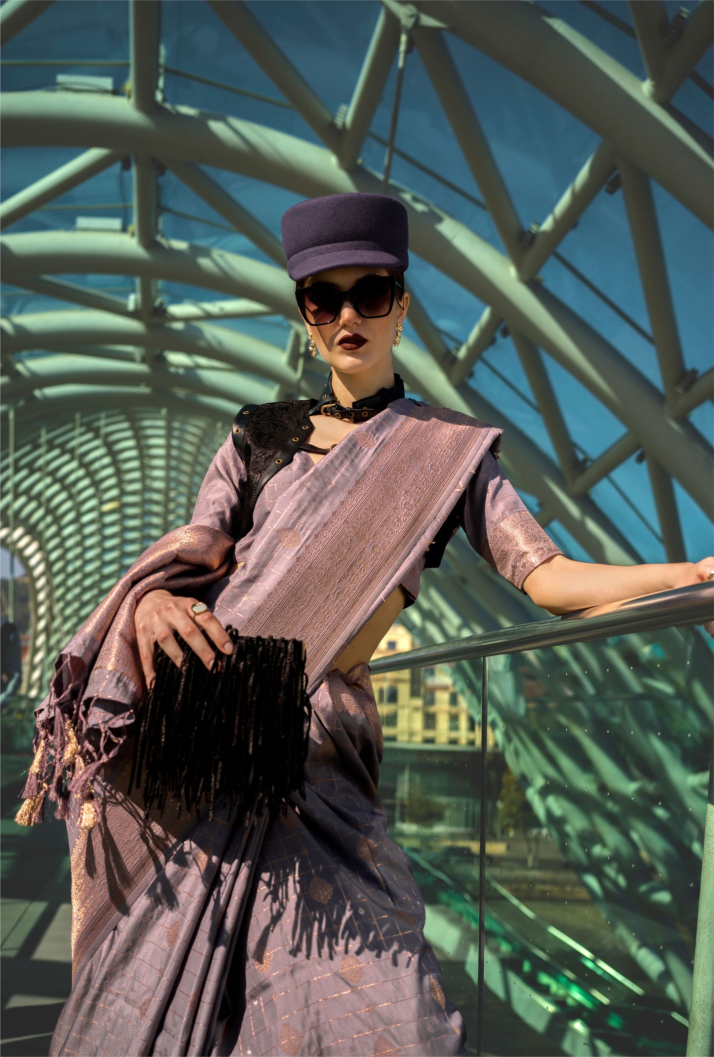 Mauve Kakuna Katan Silk Handloom Saree