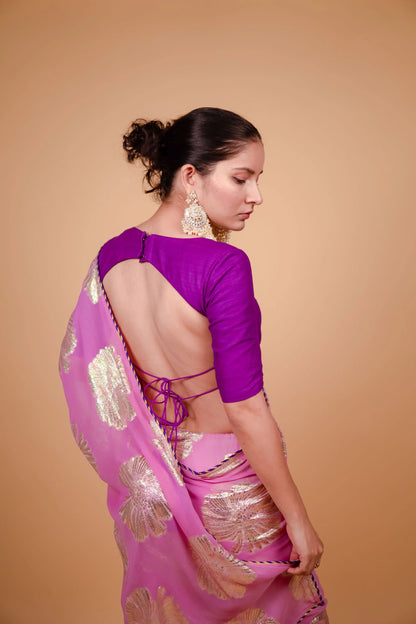 Ruby Pink Georgette Sitara Saree