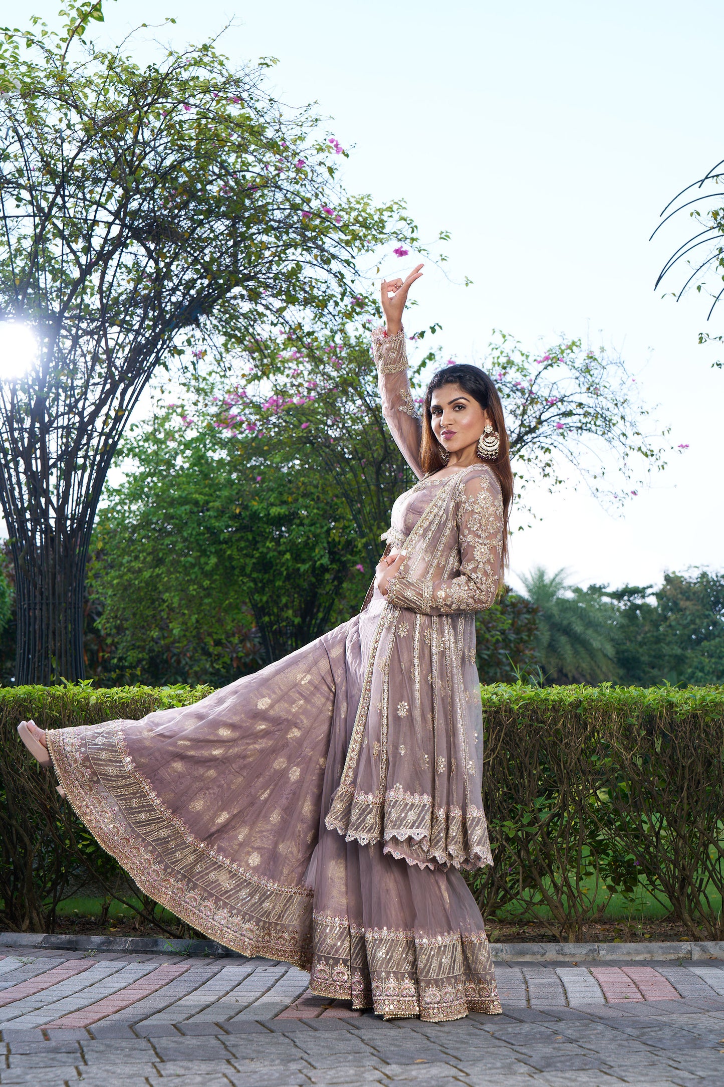 modern sharara dress with jacket Ada-e-Husn Sharara Set With Jacket & Belt