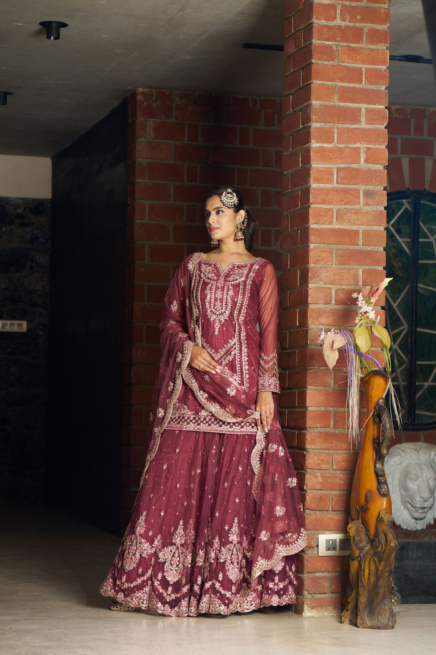 Dusty Red lehenga with Top