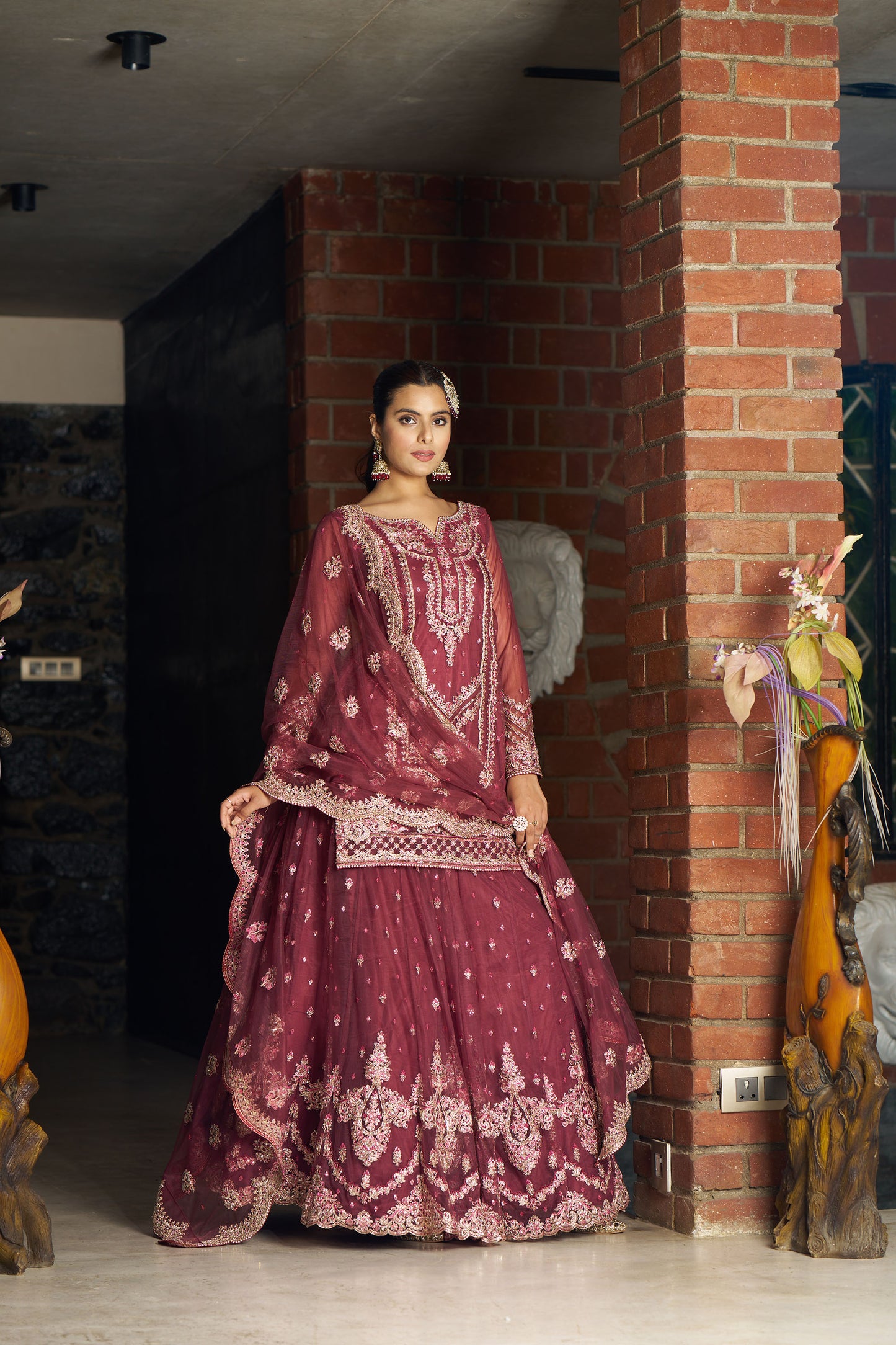 Dusty Red lehenga with Top