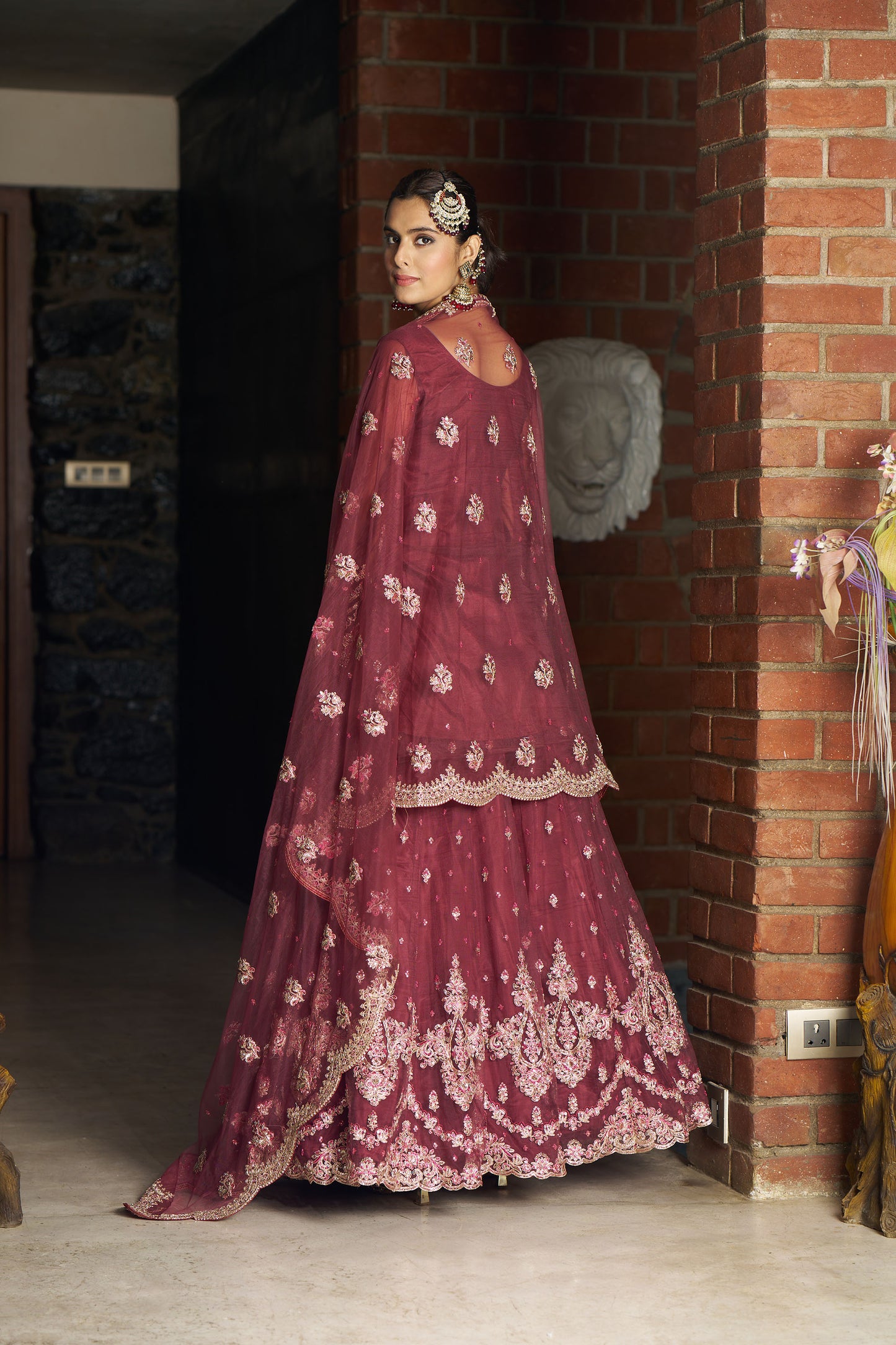 Dusty Red lehenga with Top