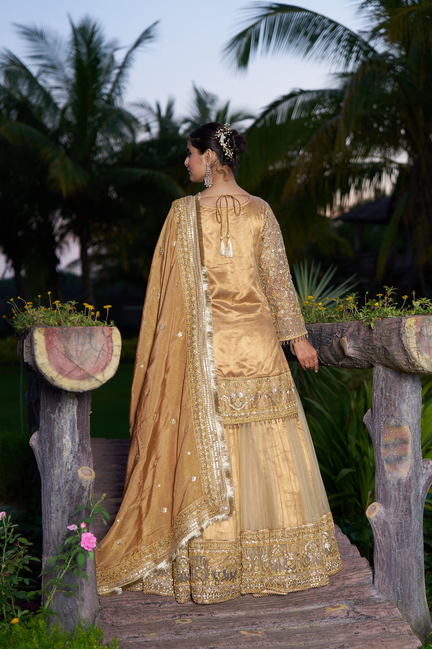 Gold Straight Suit with Lehenga