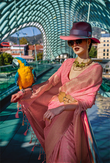 Pink Kakuna Katan Silk Handloom Saree