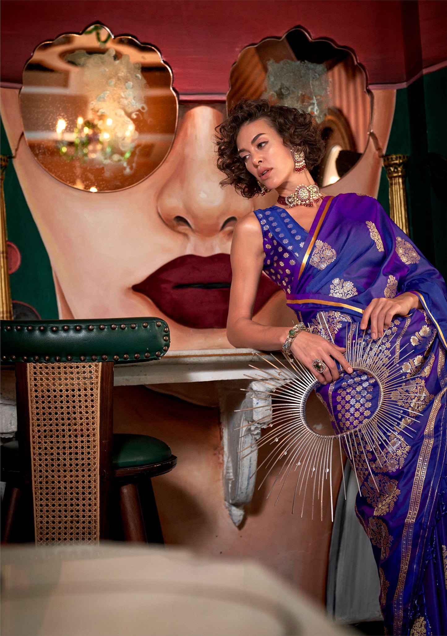 Majestic Purple Kanthkala Topaz Pure Satin Handloom Saree