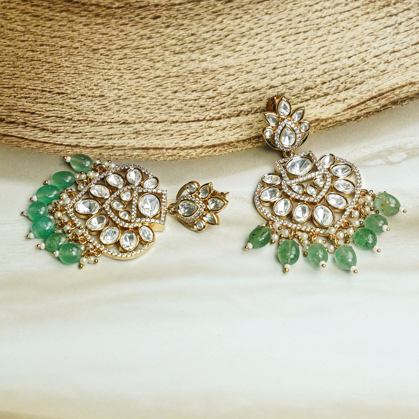 Sage Green Kundan Chandbaalis