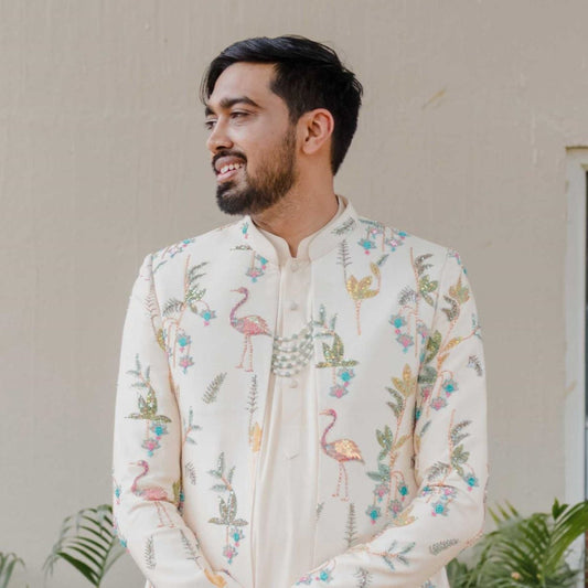 Ananya Pearl And Green Beads Five Layered Mala