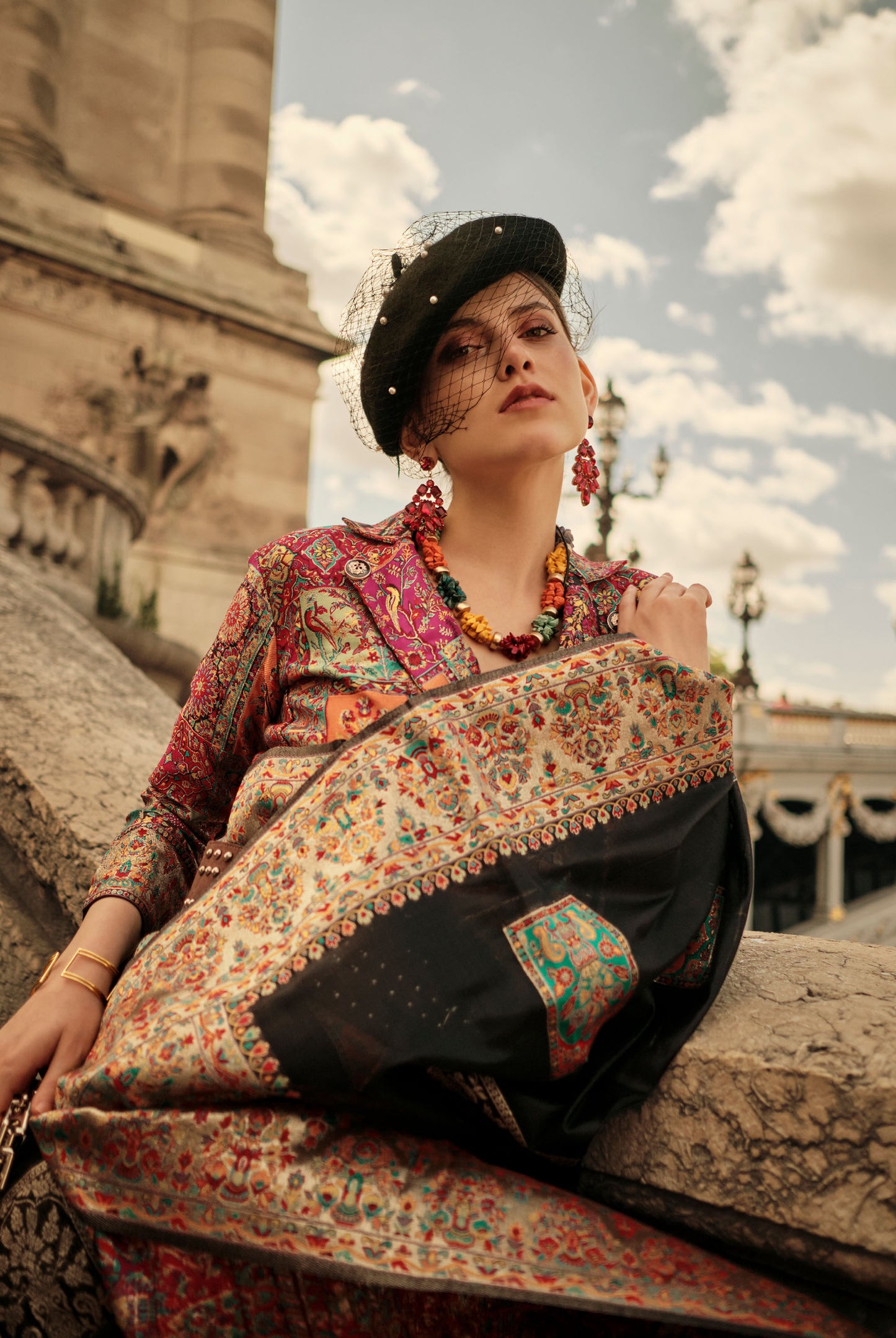 Black Khadija Kashmiri Handoom Silk Saree