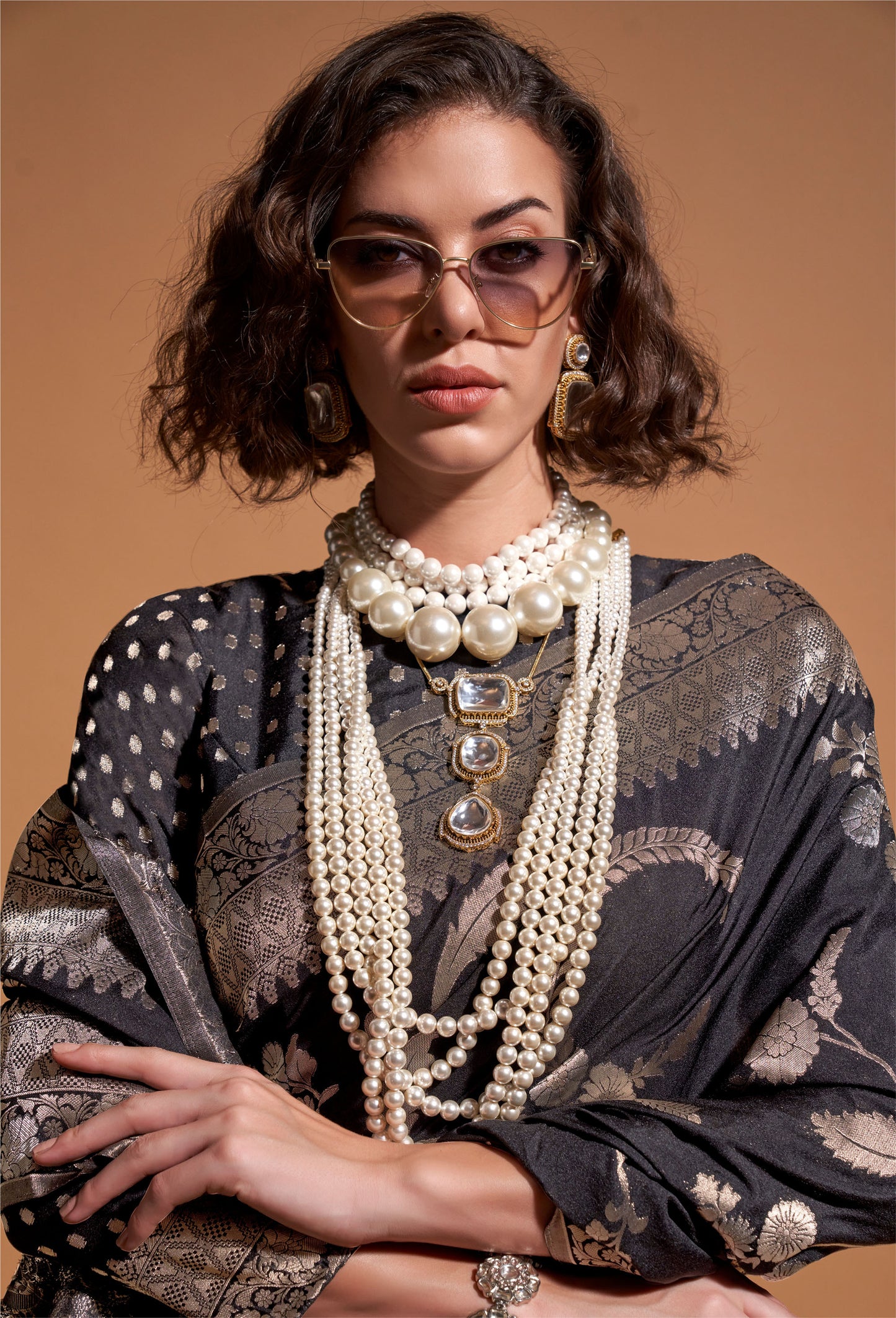 Black Kocktail Georgette Handloom Saree