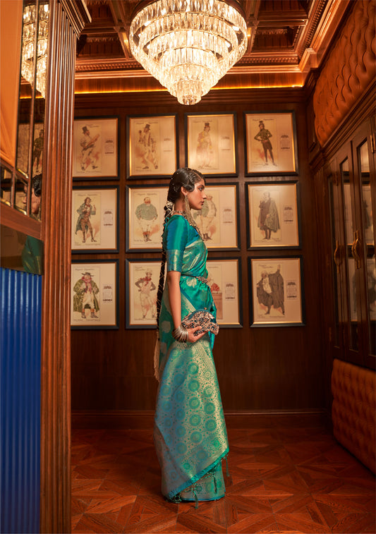 Green Kosmic Silk Handloom Saree