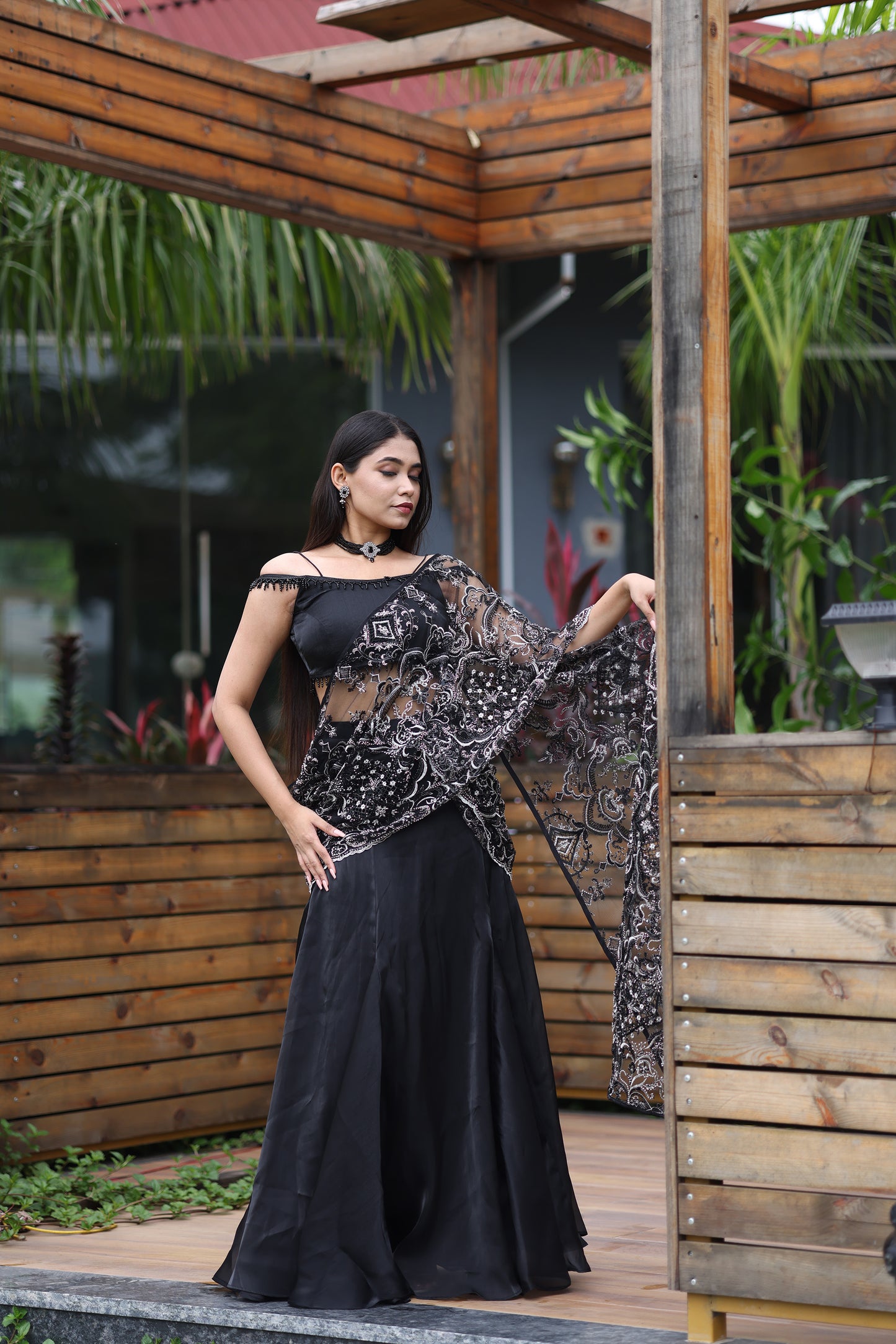 Noir Radiance Black ready to wear Saree