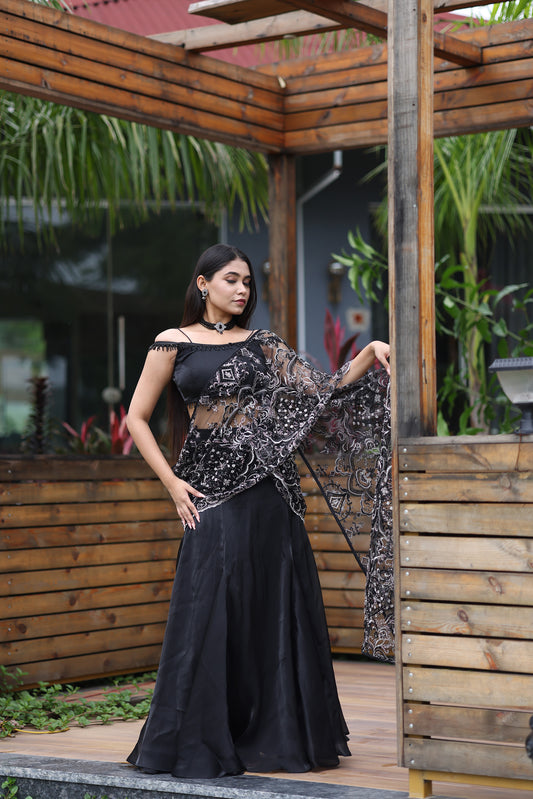 Noir Radiance Black ready to wear Saree