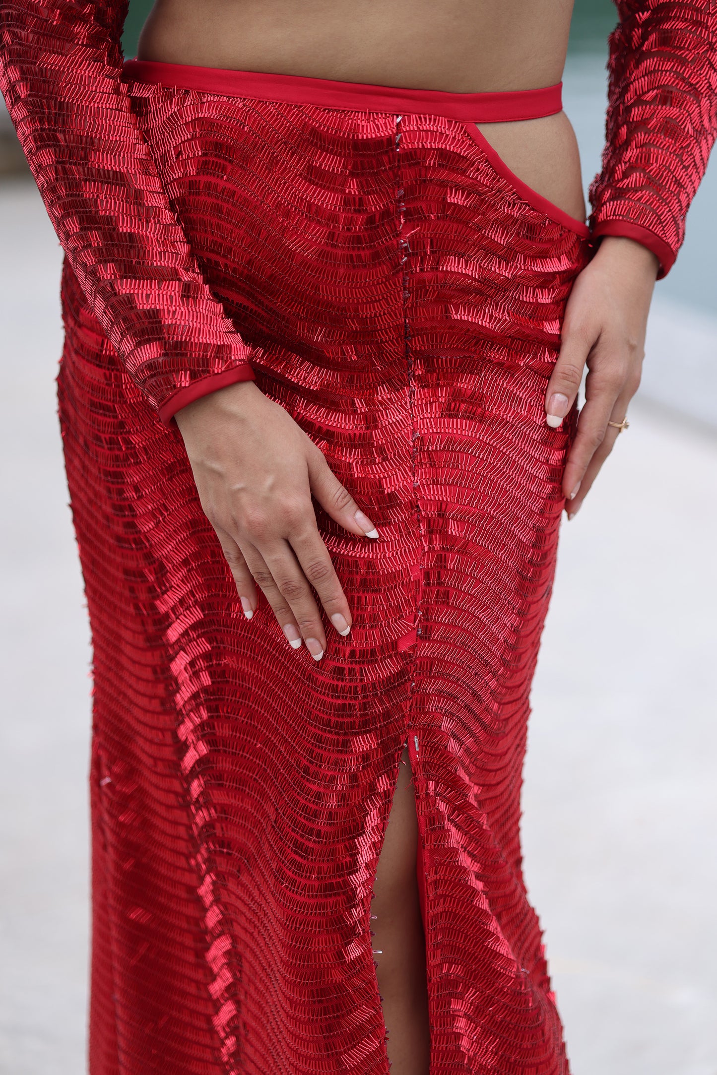 Crimson Allure Red Top & Memaid Skirt