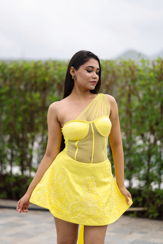 Morning Dew Yellow mini frock
