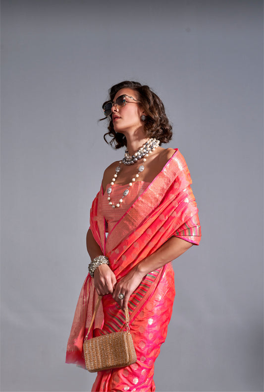Coral Kodai Handwoven Silk Saree