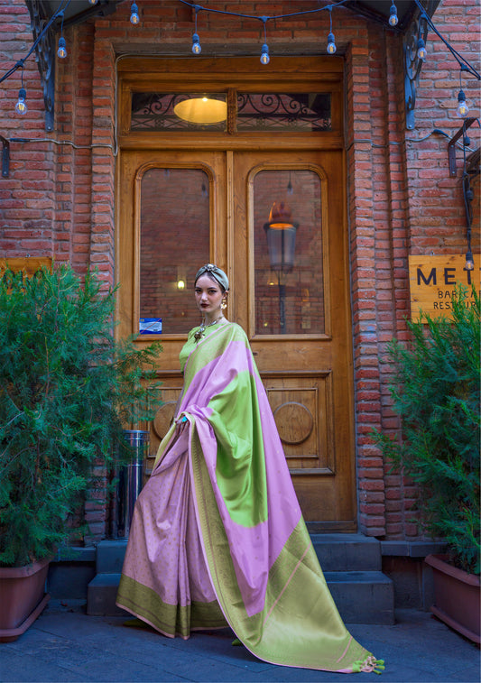 Lavender Koche Soft Silk Handloom Saree