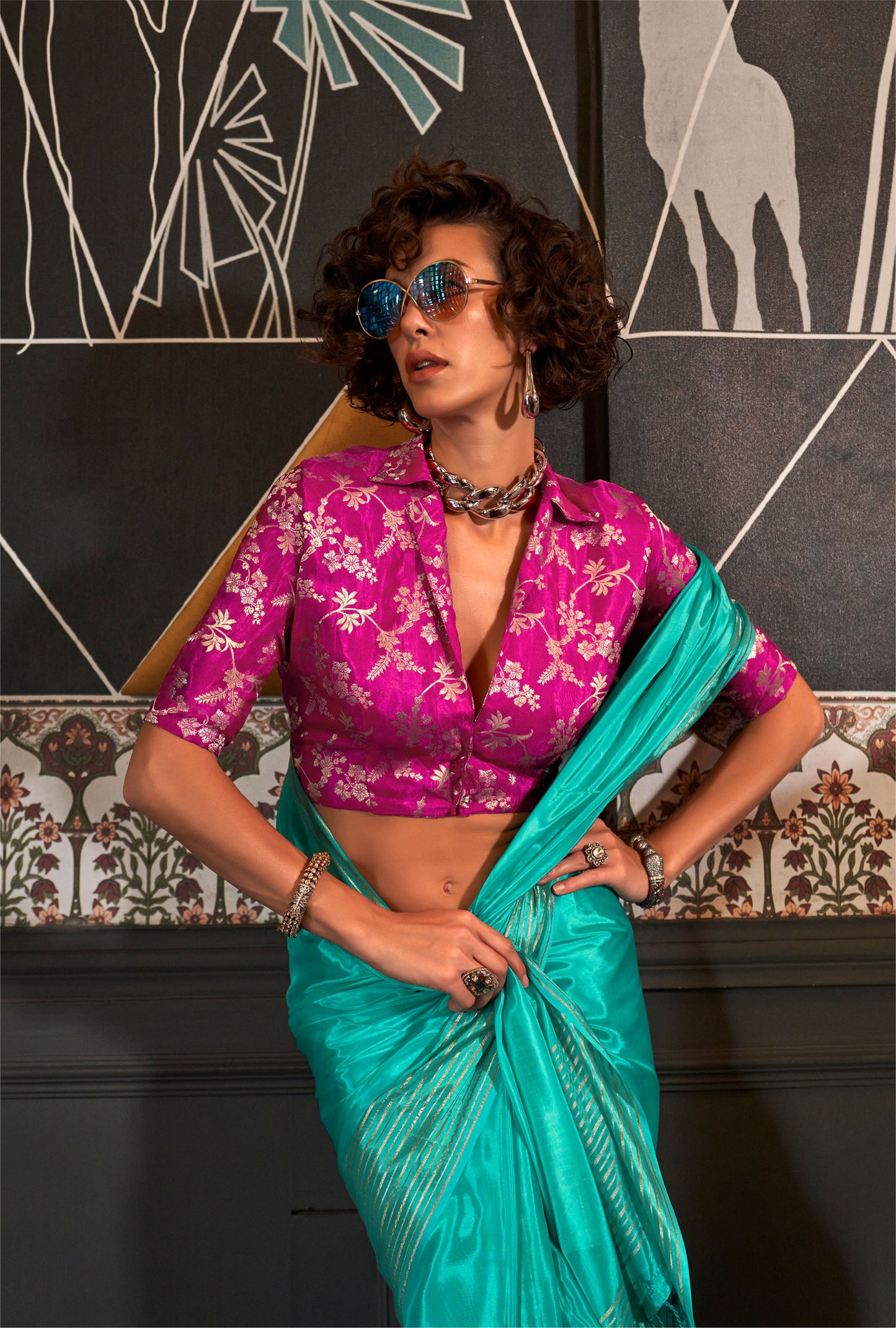 Turquoise Konditori Pure Viscose Handloom Saree
