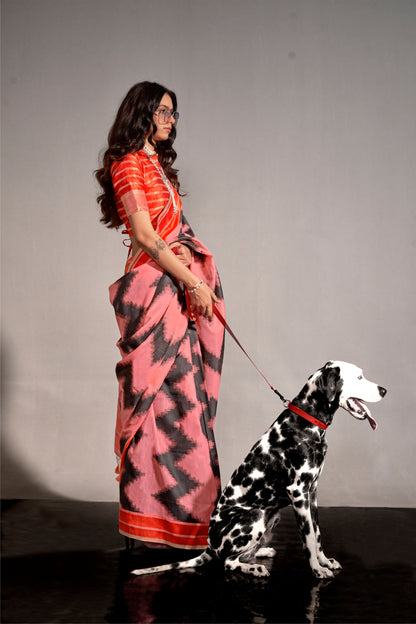 Pink Khimsaar Spun Handloom Saree