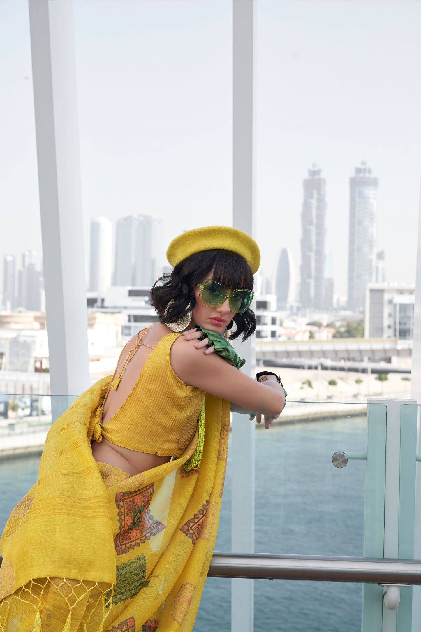 Yellow Kroma Zari Tissue handwoven Printed Silk Saree