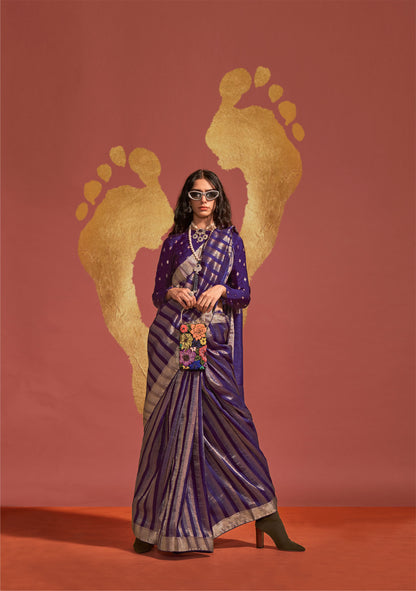 Violet Ksatsuma Pure Viscose Handloom Silk Saree