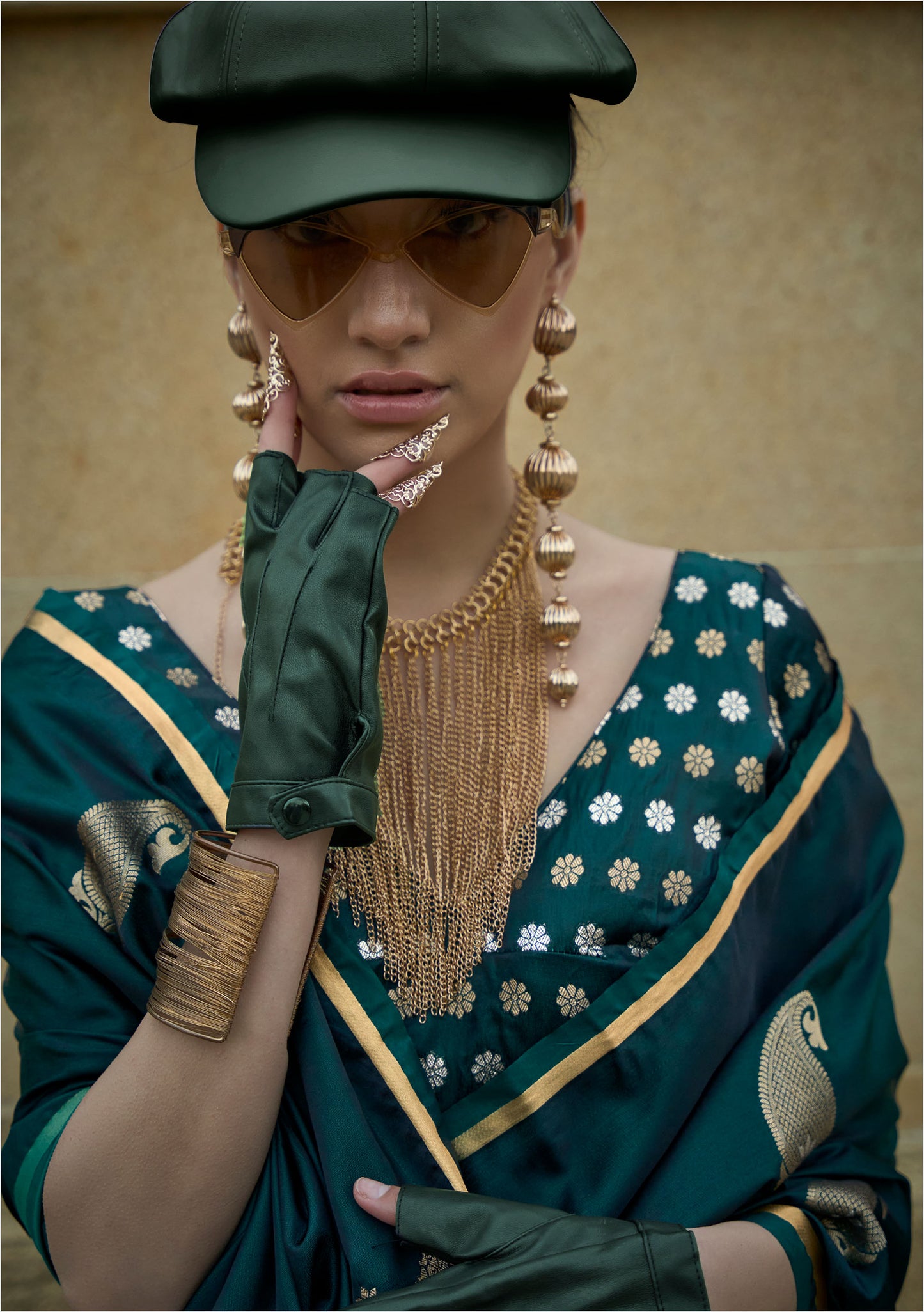 Green Kanthkala Pure Satin Handloom Silk Saree