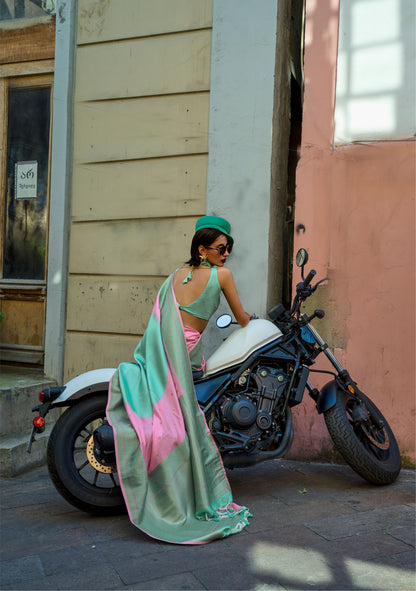 Peach Koche Soft Silk Handloom Saree