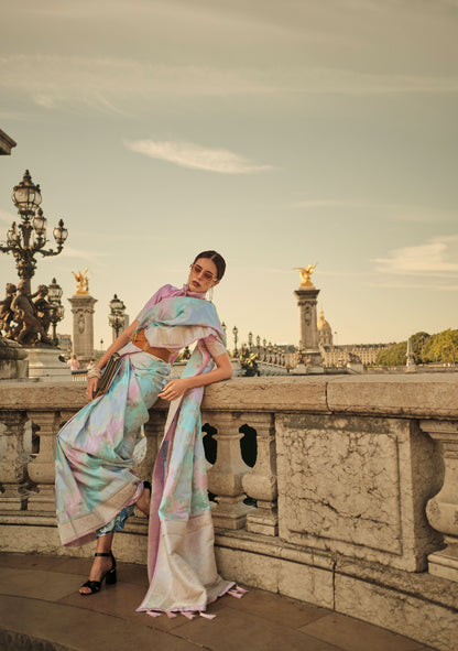 Light Blue Kiki Rangkat Handloom Silk Saree