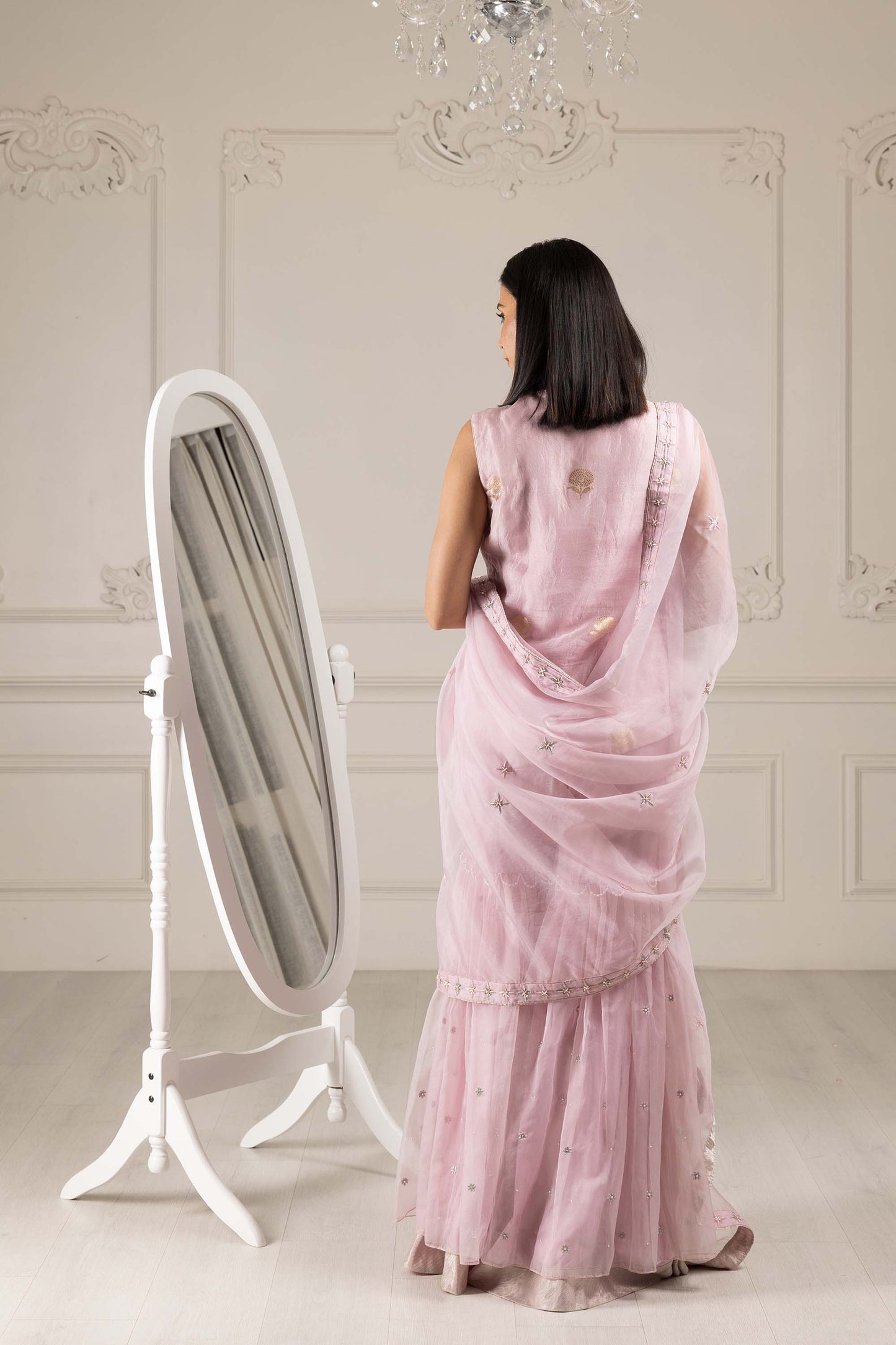 Royalty Lilac Banaras Organza Thread & Pearl Sharara