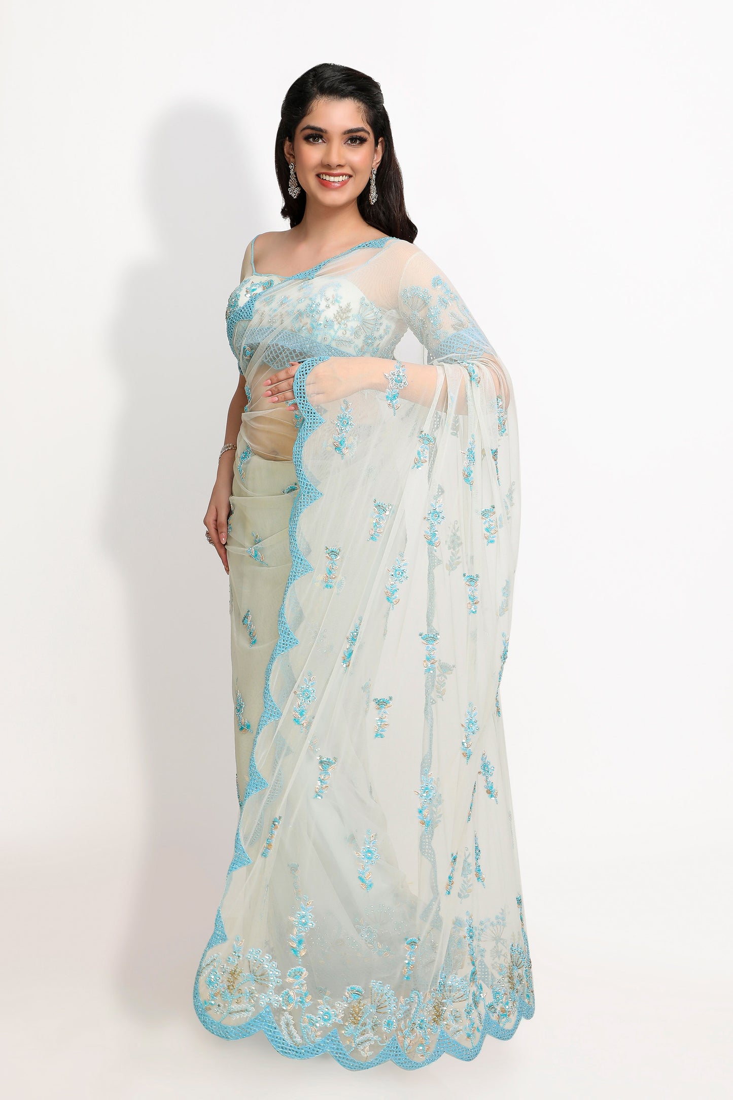 Delphinium Designer Saree- Blue