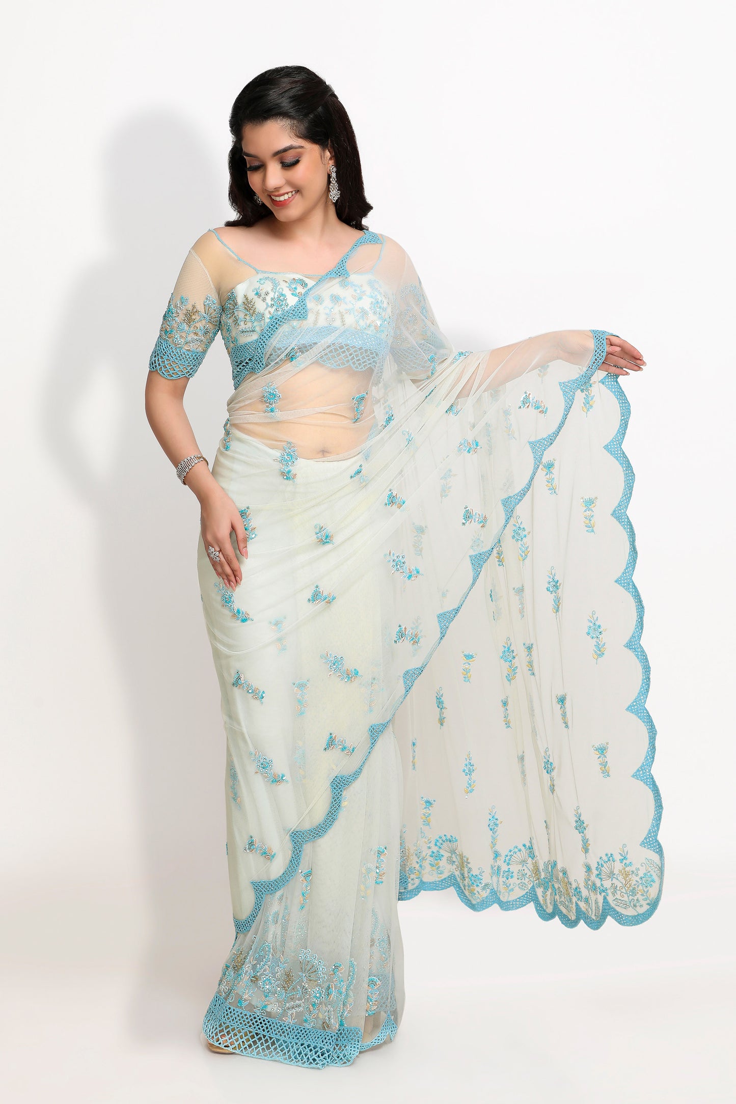 Delphinium Designer Saree- Blue