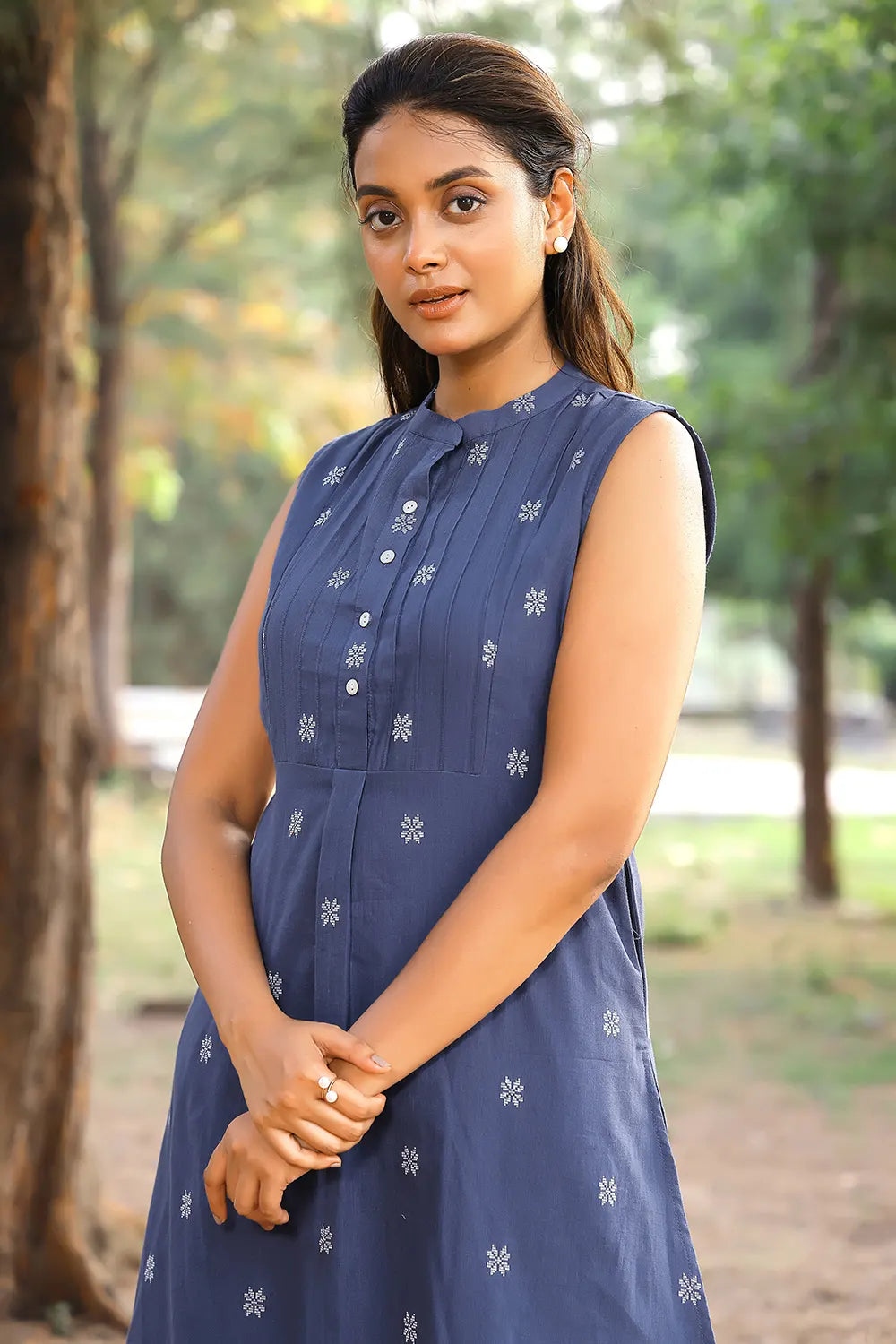 Dark Grey Woven Pure Cotton Kurta Set