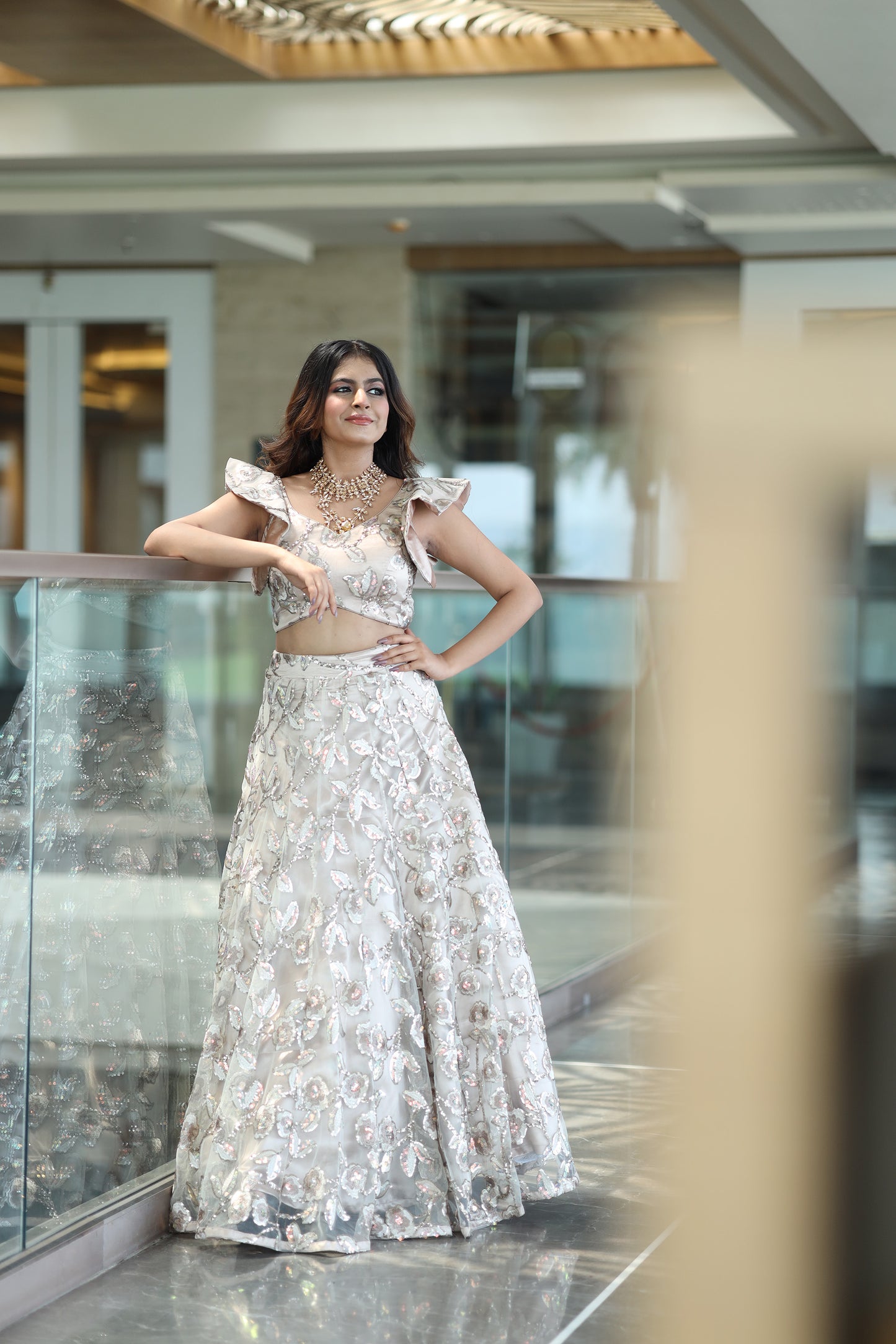 Cappuccino Glow Beige Net Lehenga & Blouse