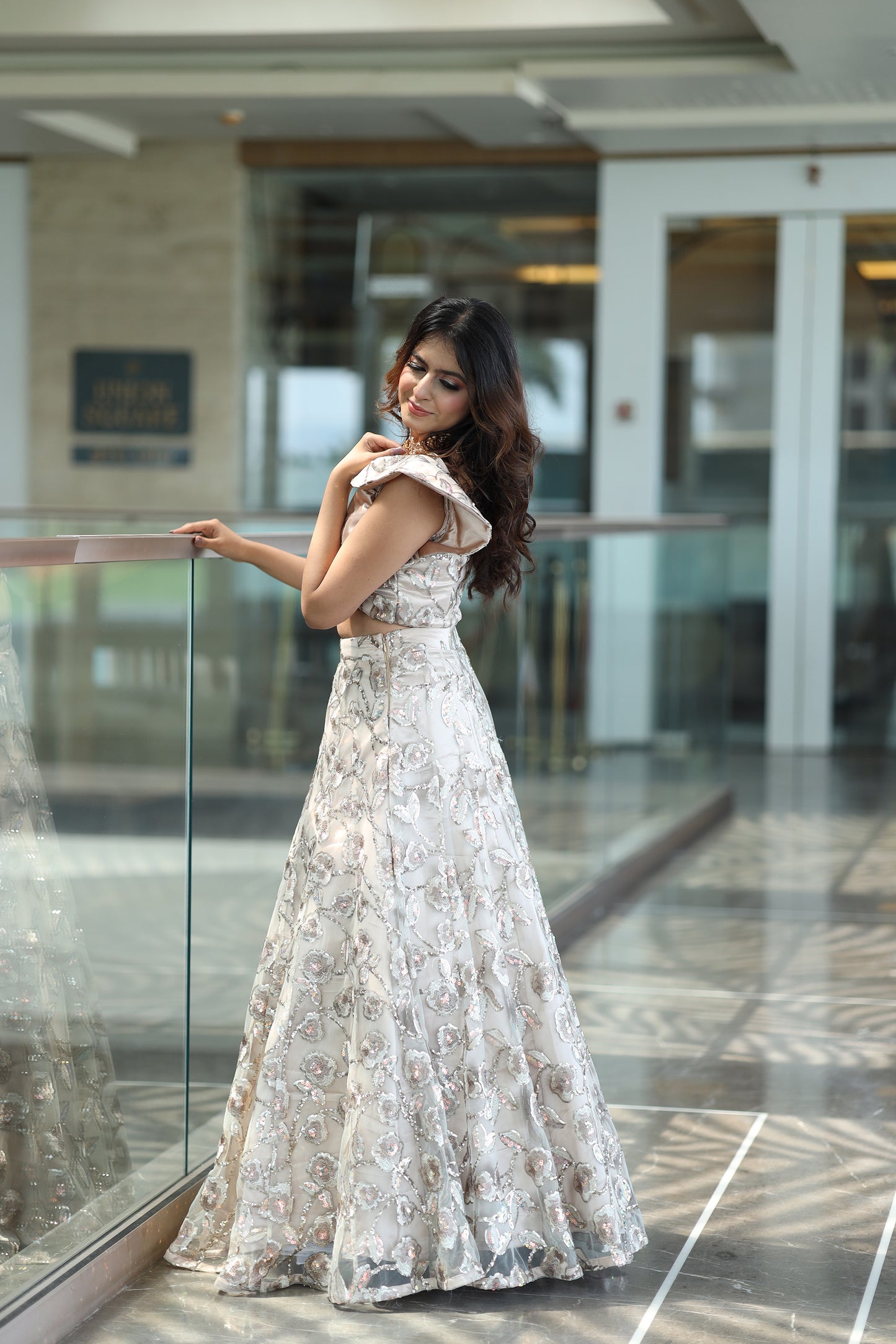 Cappuccino Glow Beige Net Lehenga & Blouse