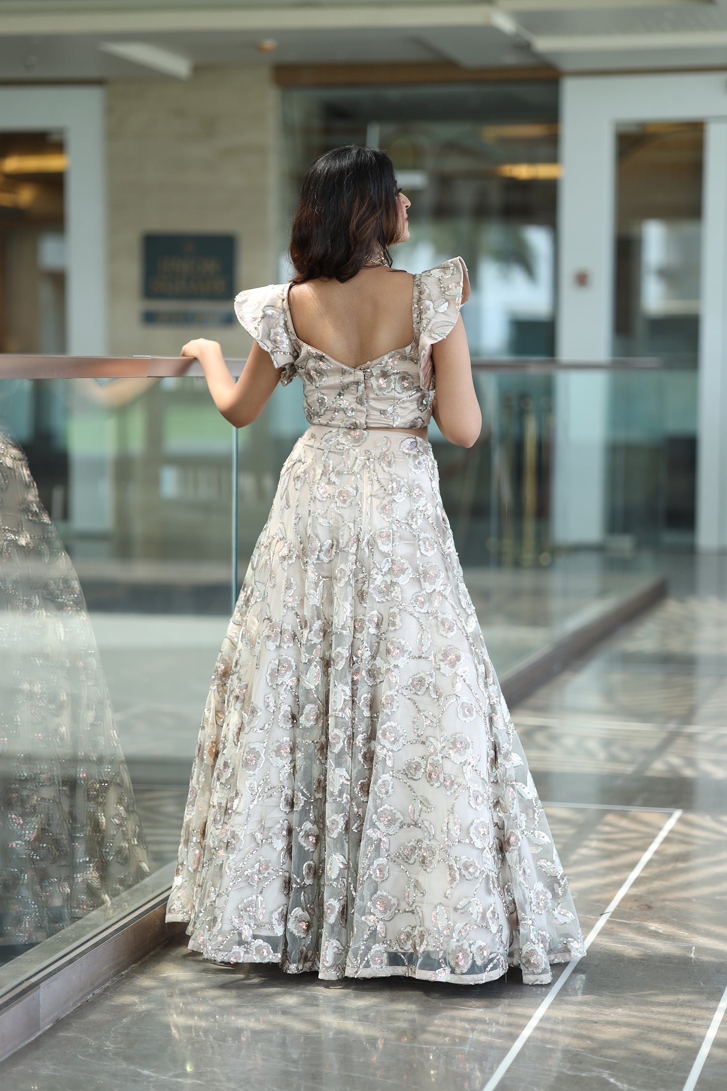 Cappuccino Glow Beige Net Lehenga & Blouse