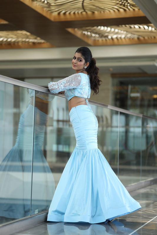 Sky Bloom mermaid Lehenga & Blouse