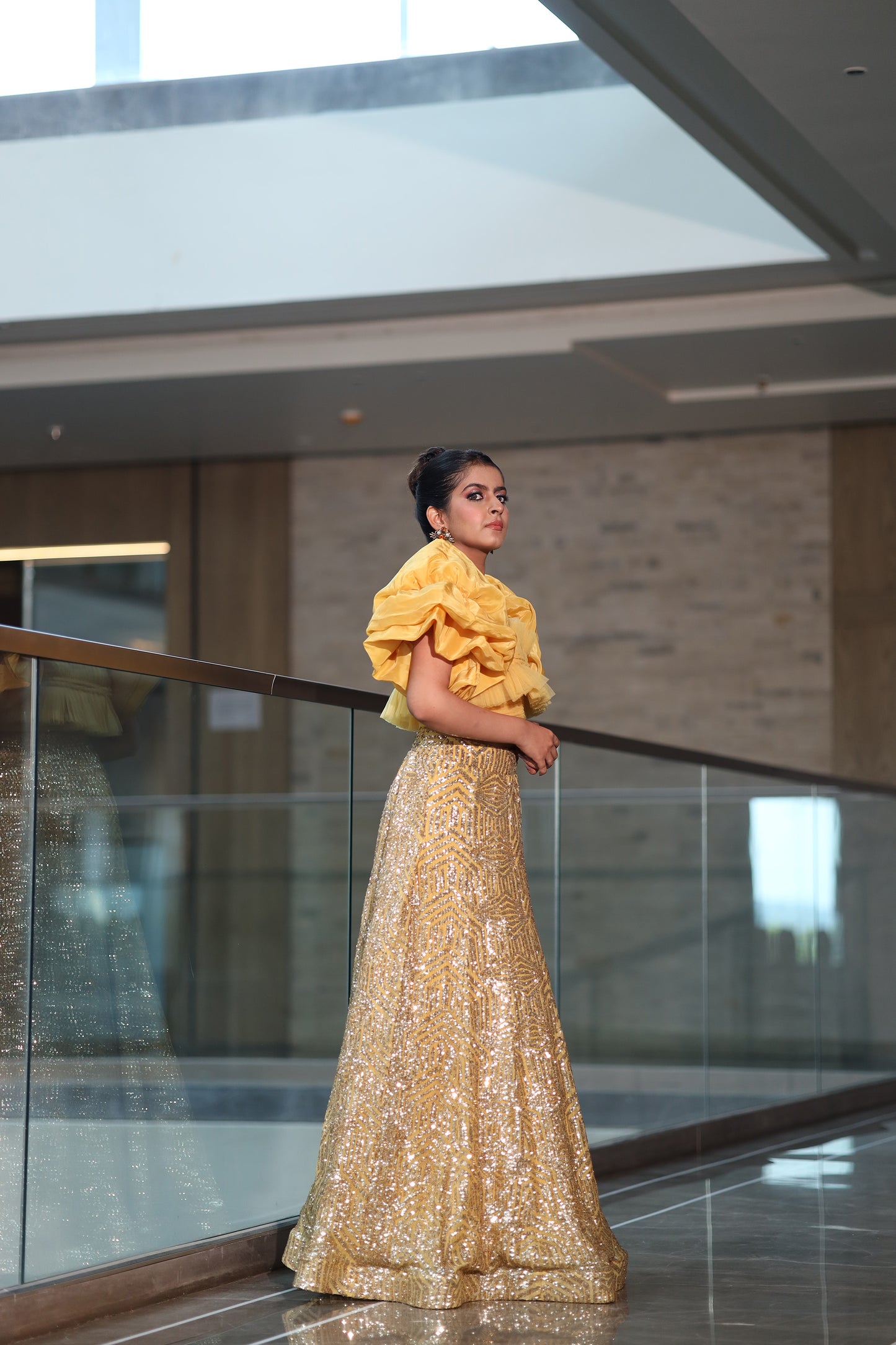 Mellow Glow yellow Lehenga & Blouse with Detachable Sleeves