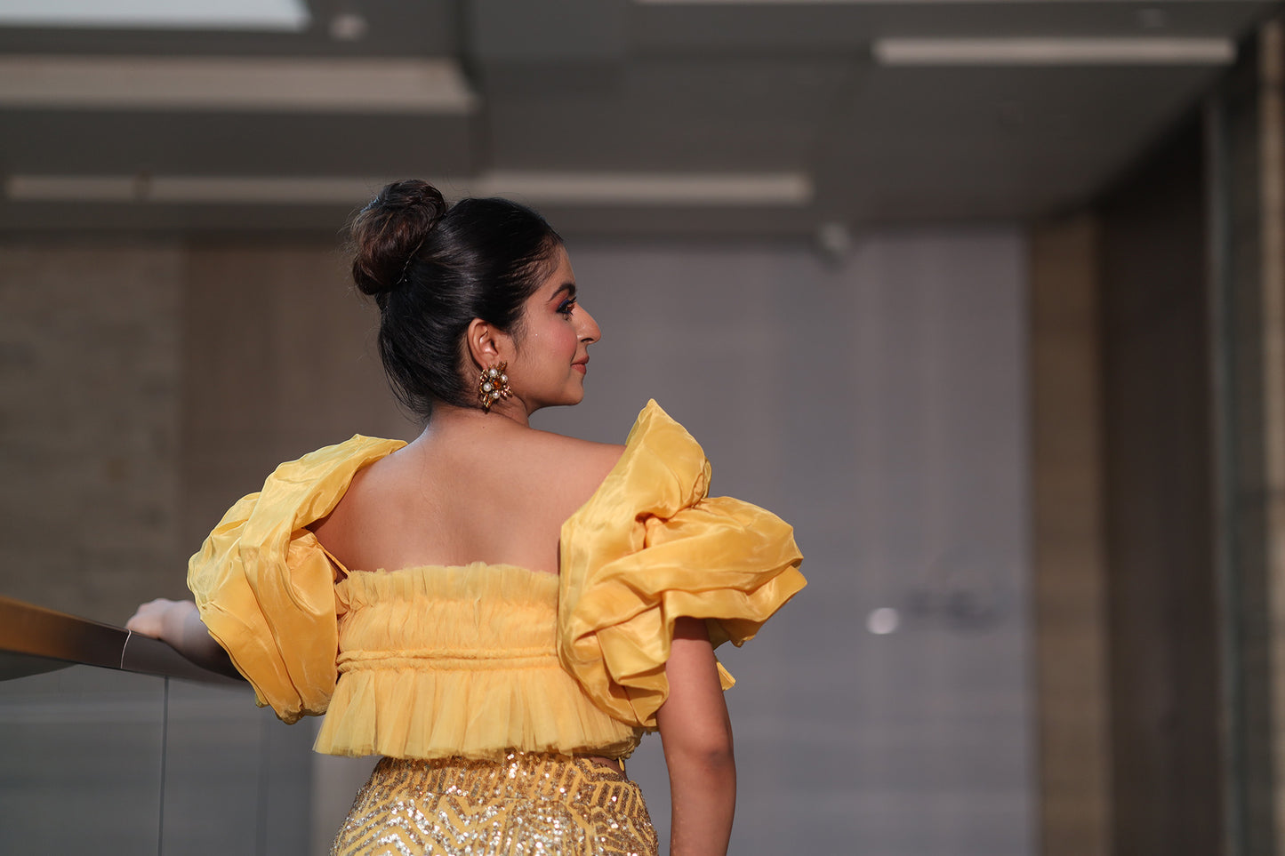 Mellow Glow yellow Lehenga & Blouse with Detachable Sleeves