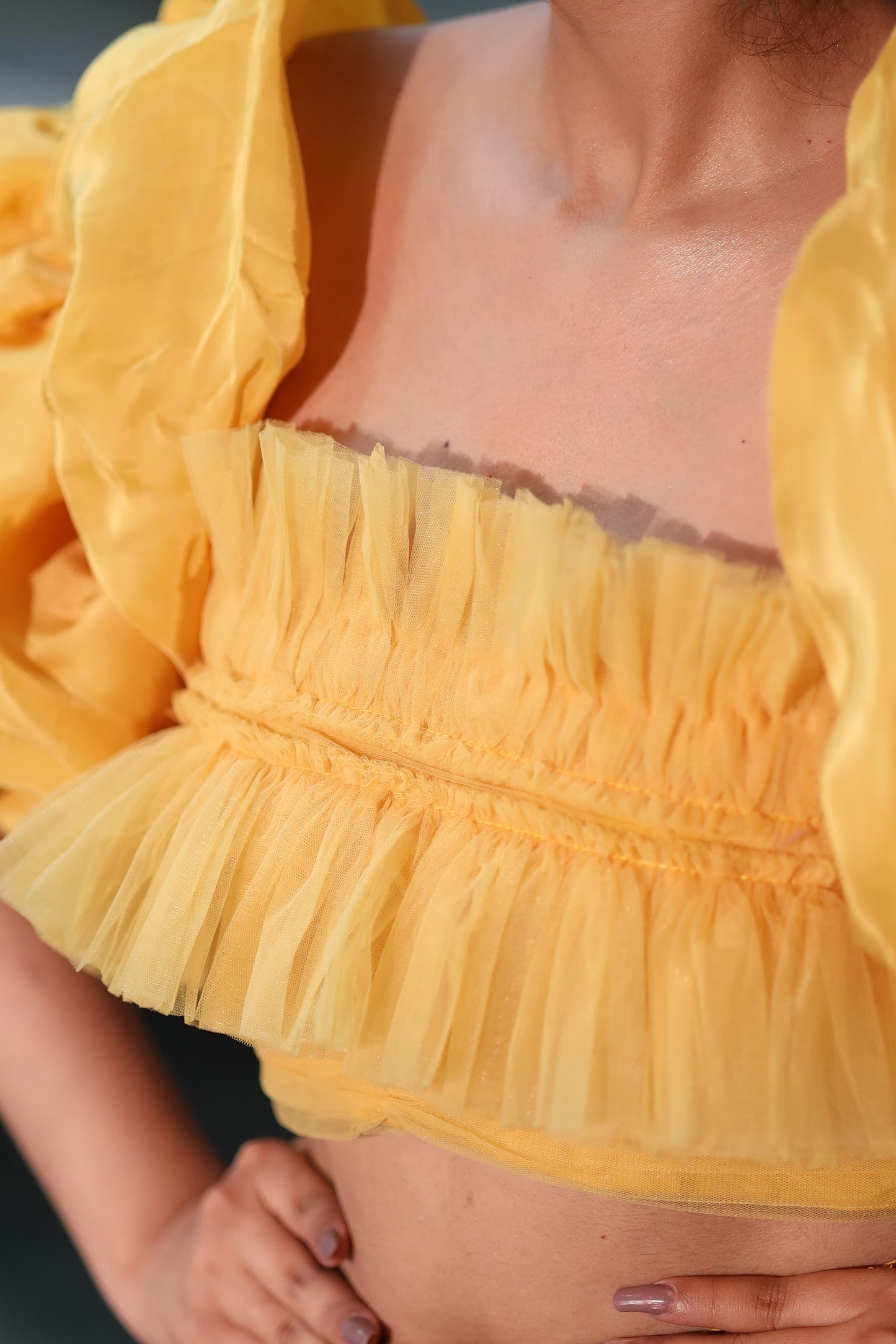 Mellow Glow yellow Lehenga & Blouse with Detachable Sleeves