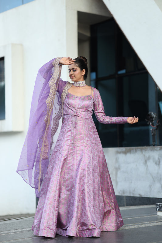 Regal Purple Floor Length Anarkali