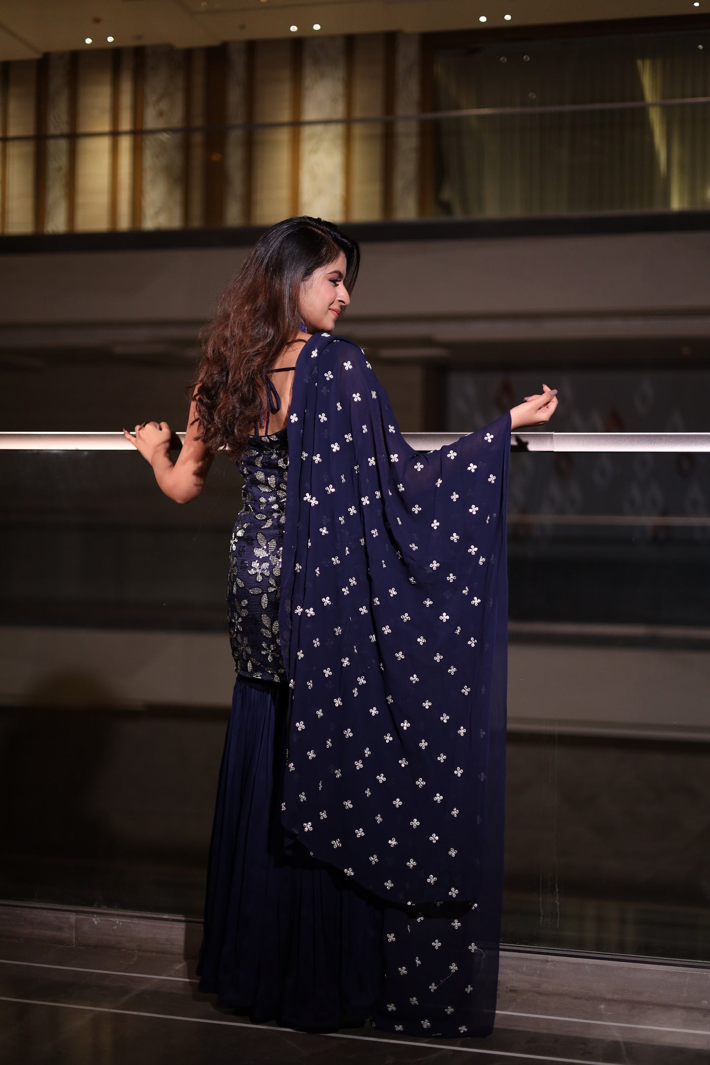 Stellar Indigo blue Kurta & sharara set