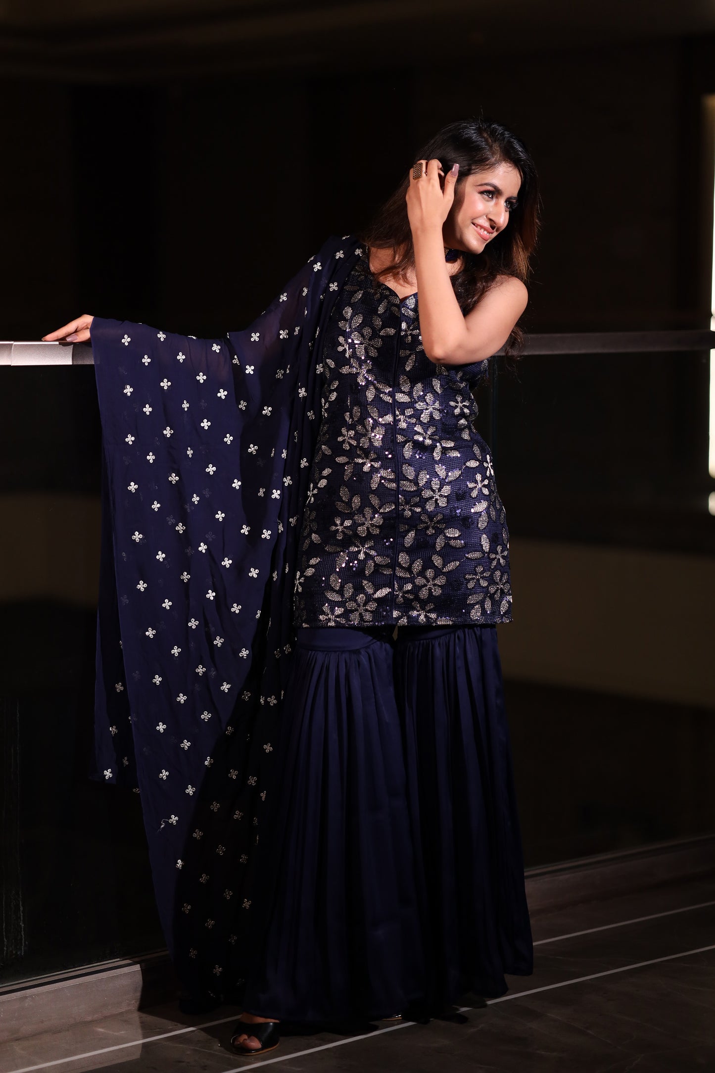 Stellar Indigo blue Kurta & sharara set